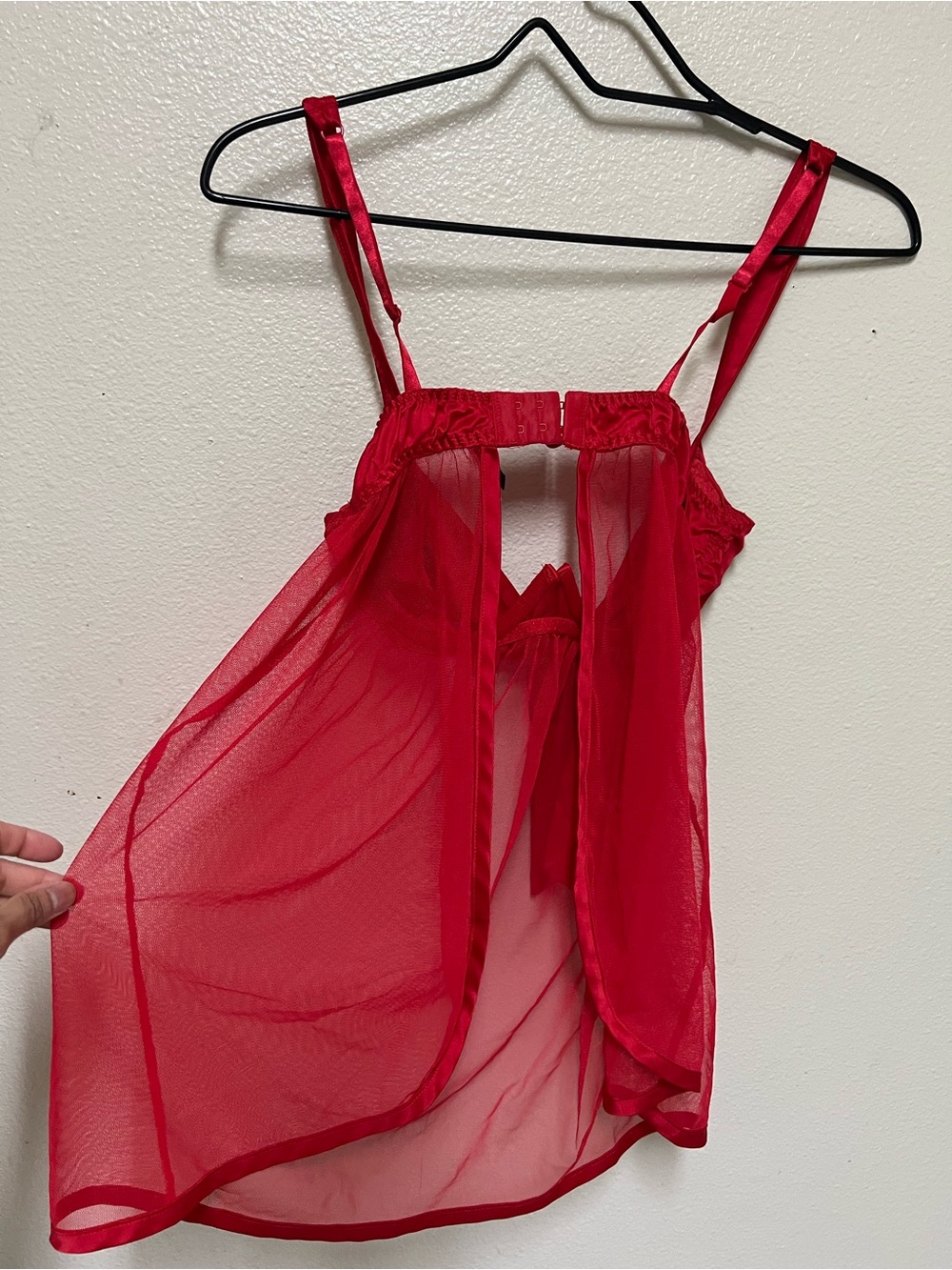 Adore Me Red Sheer Bow-Front Babydoll Chemise - Picture 2 of 5